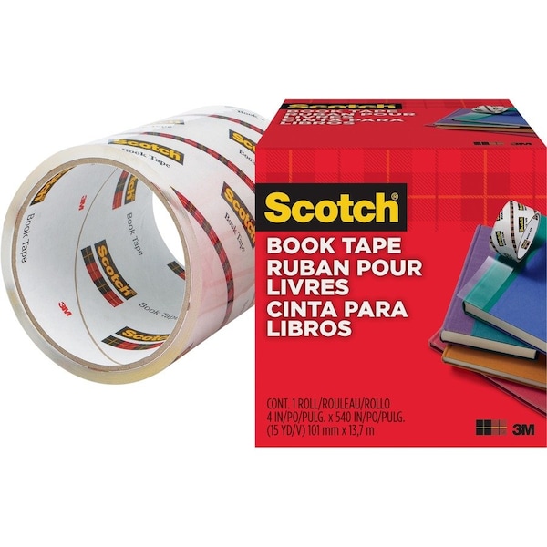 Scotch Book Tape, 3" Core Size, 4" x 15 Yards, Clear 8454 - main